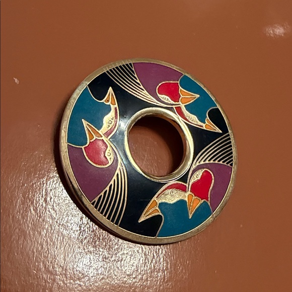 Vtg Laurel Burch Enamel Bird of Santorini Pin - Picture 3 of 5